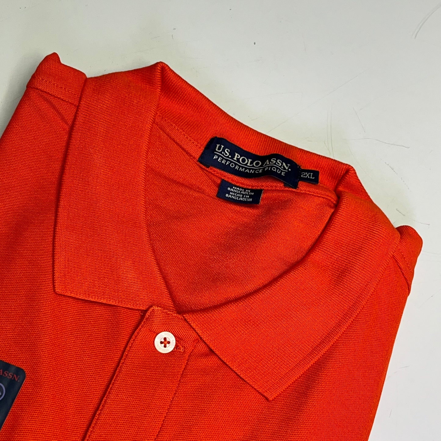 ZA@ U.S. POLO ASSN Performance Pique Polo Short Sleeve Shirt Men's Sz 2XL Orange Red