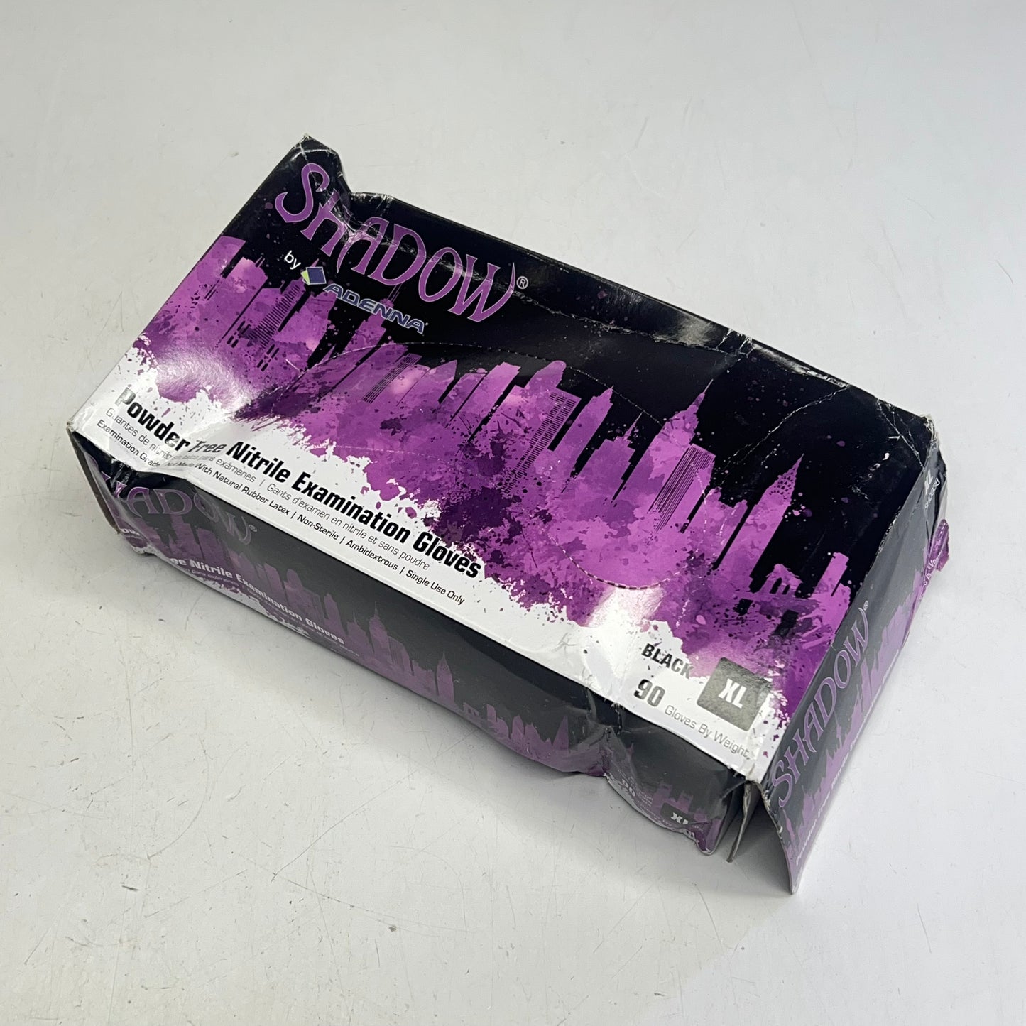 ZA@ ADENNA Shadow Powder Free Nitrile Examination Gloves  Unisex Sz XL  Black SHD3|98 (Damaged)