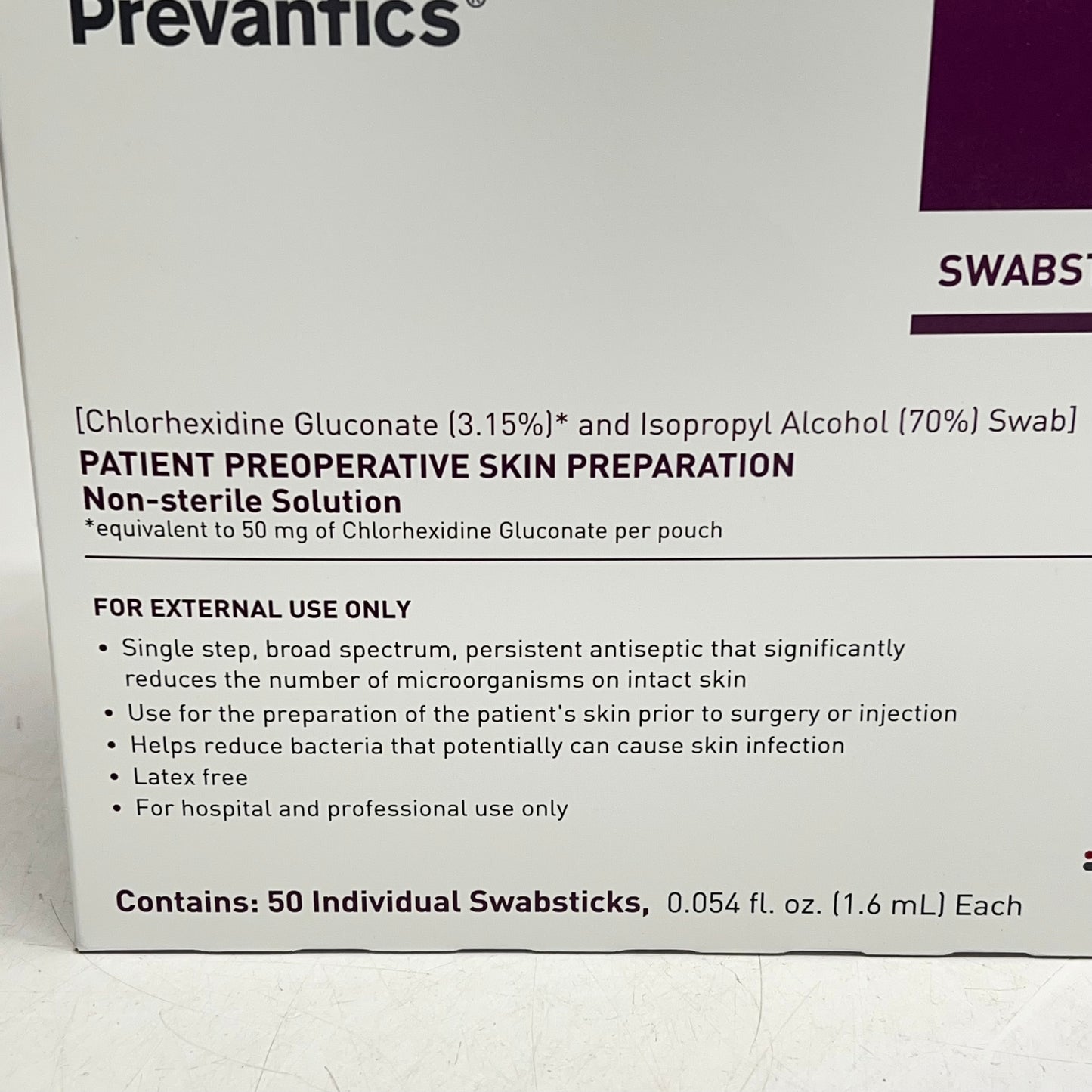 PDI (50 PACK) Prevantics Premoistened Swabsticks 2 Sided S40750 BB 10/27