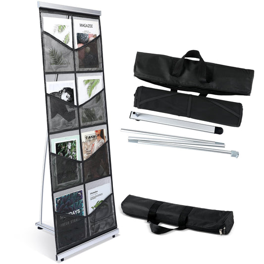 OUTUS Mesh Literature Brochure Holder w/8 Pockets Portable Black/Grey X003RV4XB7