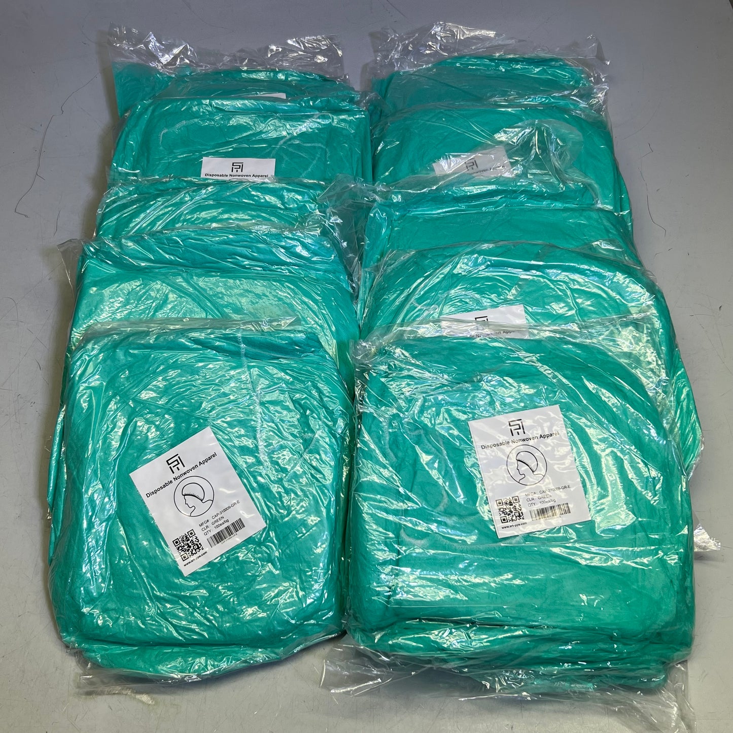 SRT (1000 Pcs) Polypropylene Bouffant Caps 24", Green CAP-310009-GR-E