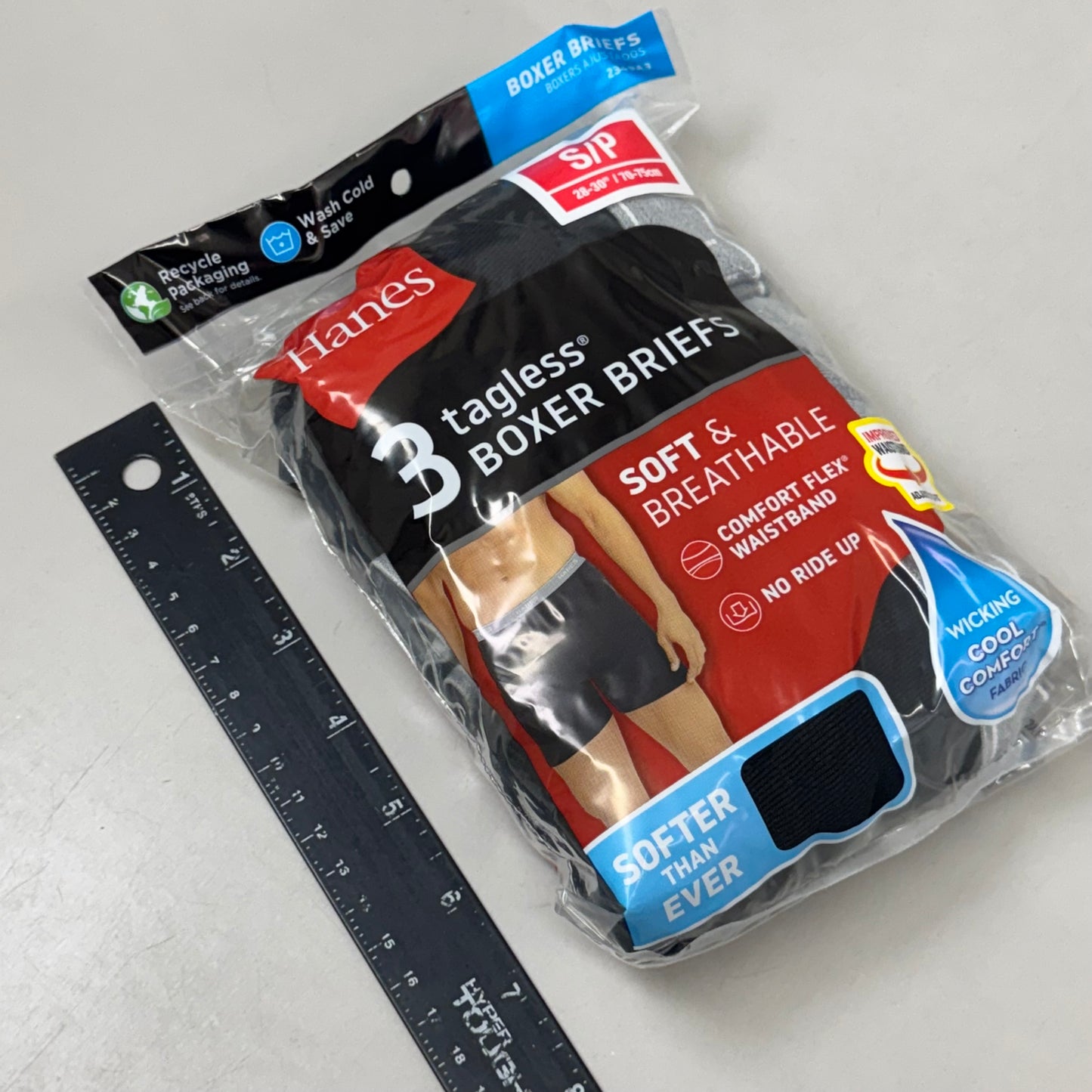 HANES (3 PACK!) Men's Cool Comfort Boxer Briefs Sz S/P 28-30" Black/Grey 2349A3