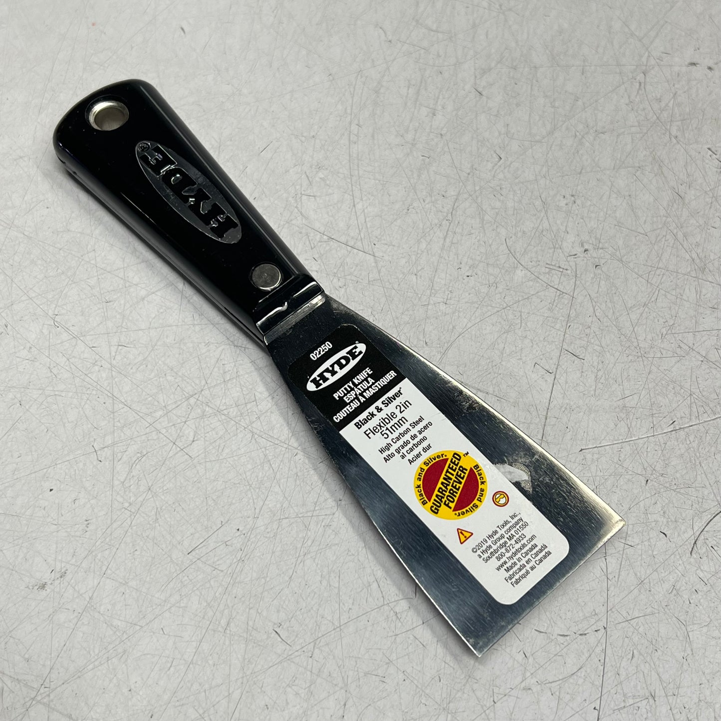 HYDE (2 PACK) Flexible Putty Knife High Carbon Steel Blade 2" Black/Silver 02250