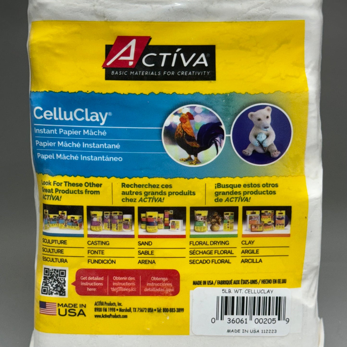 ACTIVA Basic Materials For Creativity CelluClay 5 LBS White