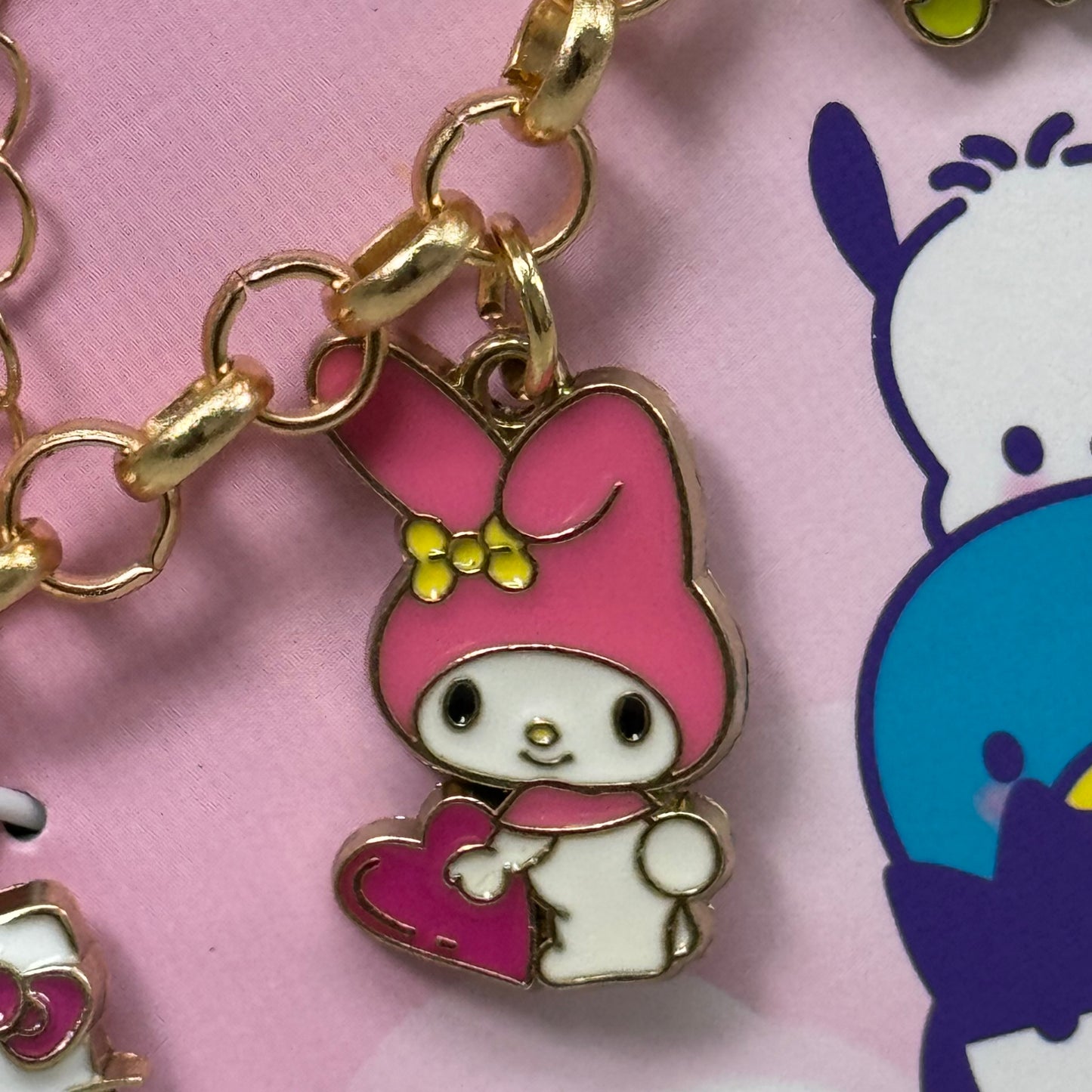 SANRIO Hello Kitty & Friends Charm Bracelet Gold-Tone Lobster Clamp Zinc 7" L