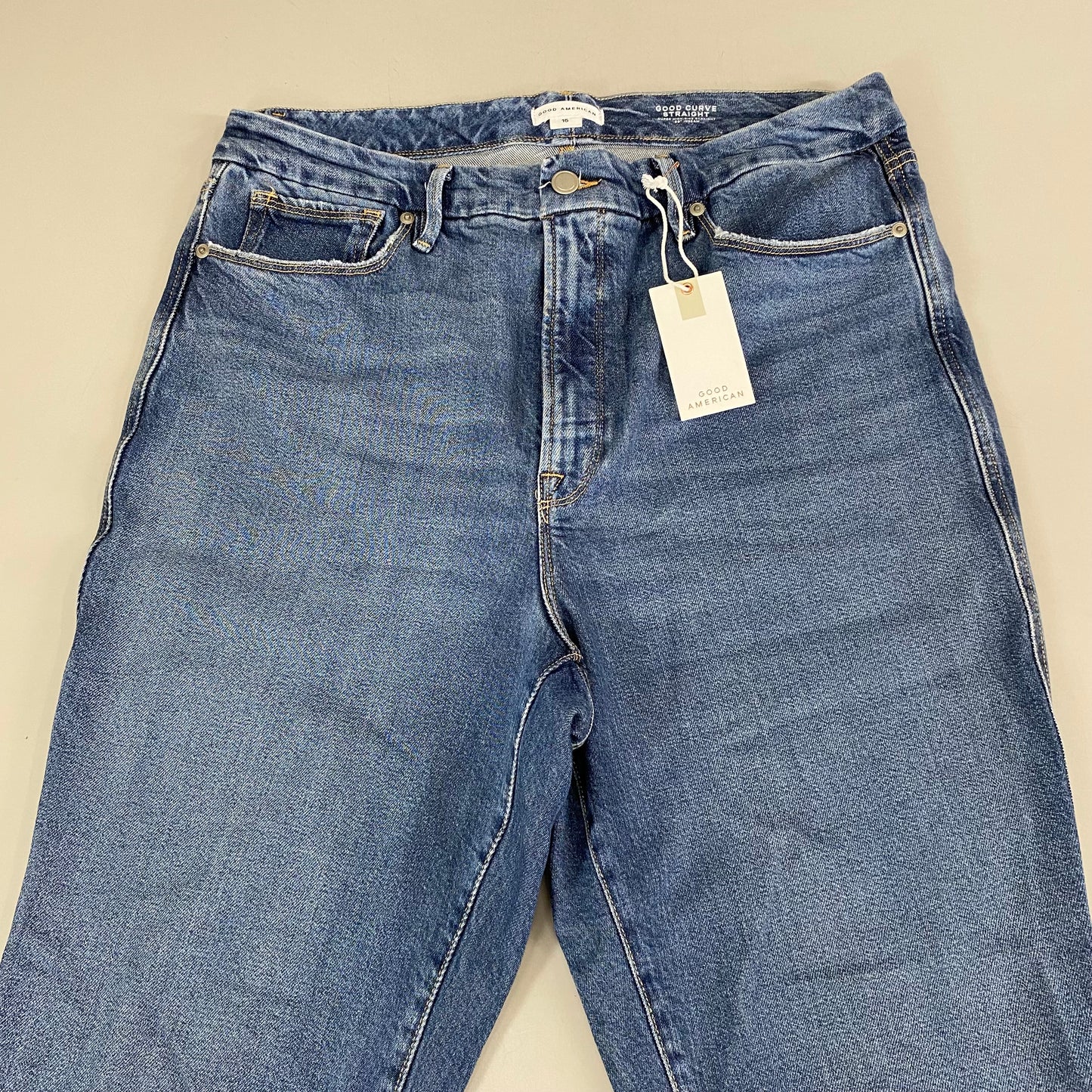 GOOD AMERICAN Good Curve Straight Jeans Women's Sz 15 Indigo737 GCST220T
