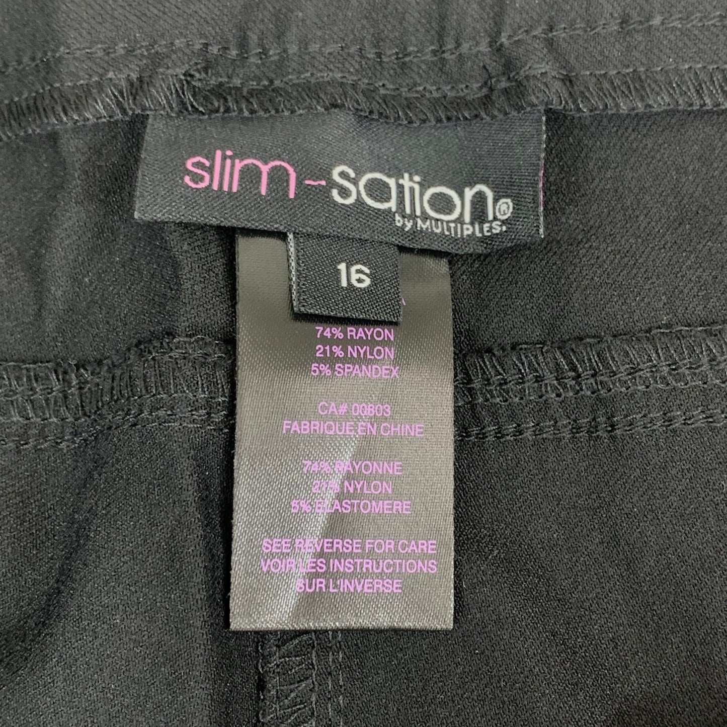 MULTIPLES Ankle Pants Petite Women's Sz 16 Black