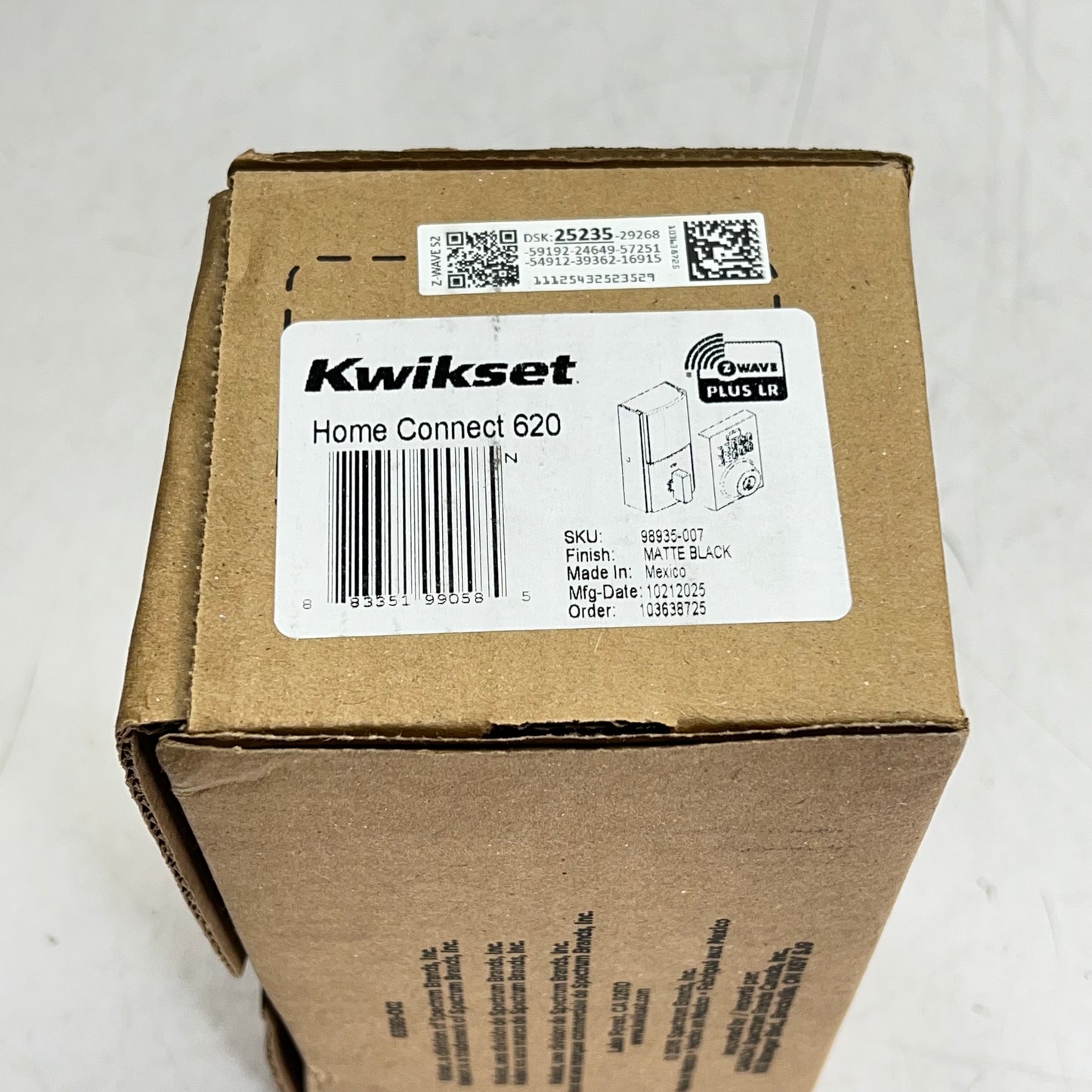 KWIKSET Home Connect 620 Z-Wave Smart Lock Long Range Matte Black 98935-007