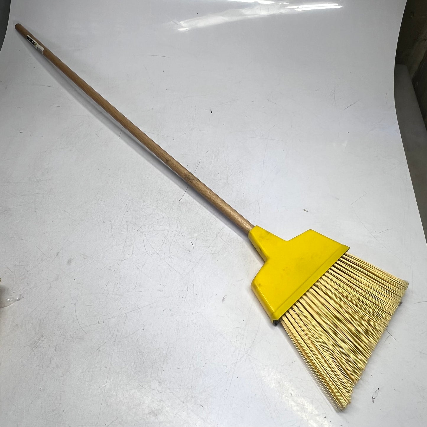 ZA@ WAXIE  (LOT OF 3) Sanitary Wood Handle Plastic Angled Upright Broom  41" Handle Yellow 2051291 (As-is)
