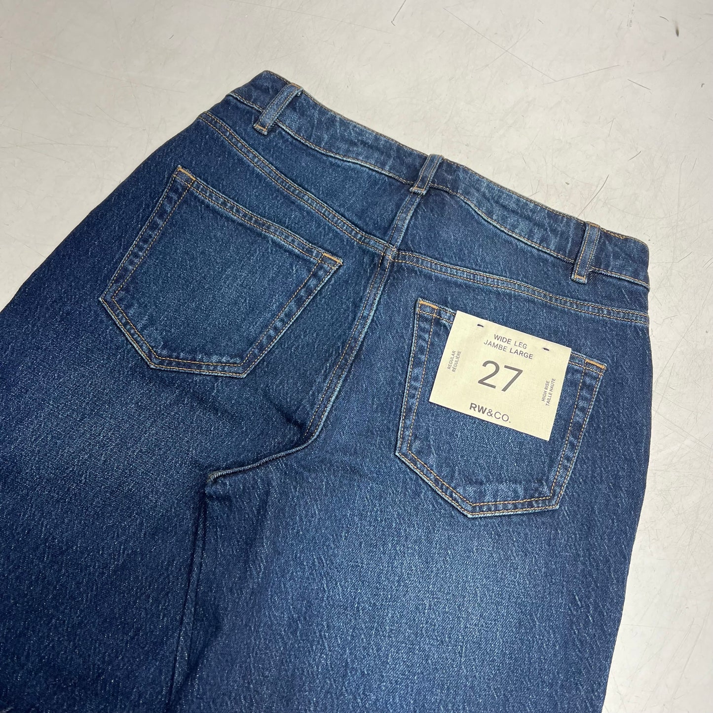 RW & CO High Rise Fit Wide Leg Jeans  Women's Sz 27 Dark Sapphire 490024
