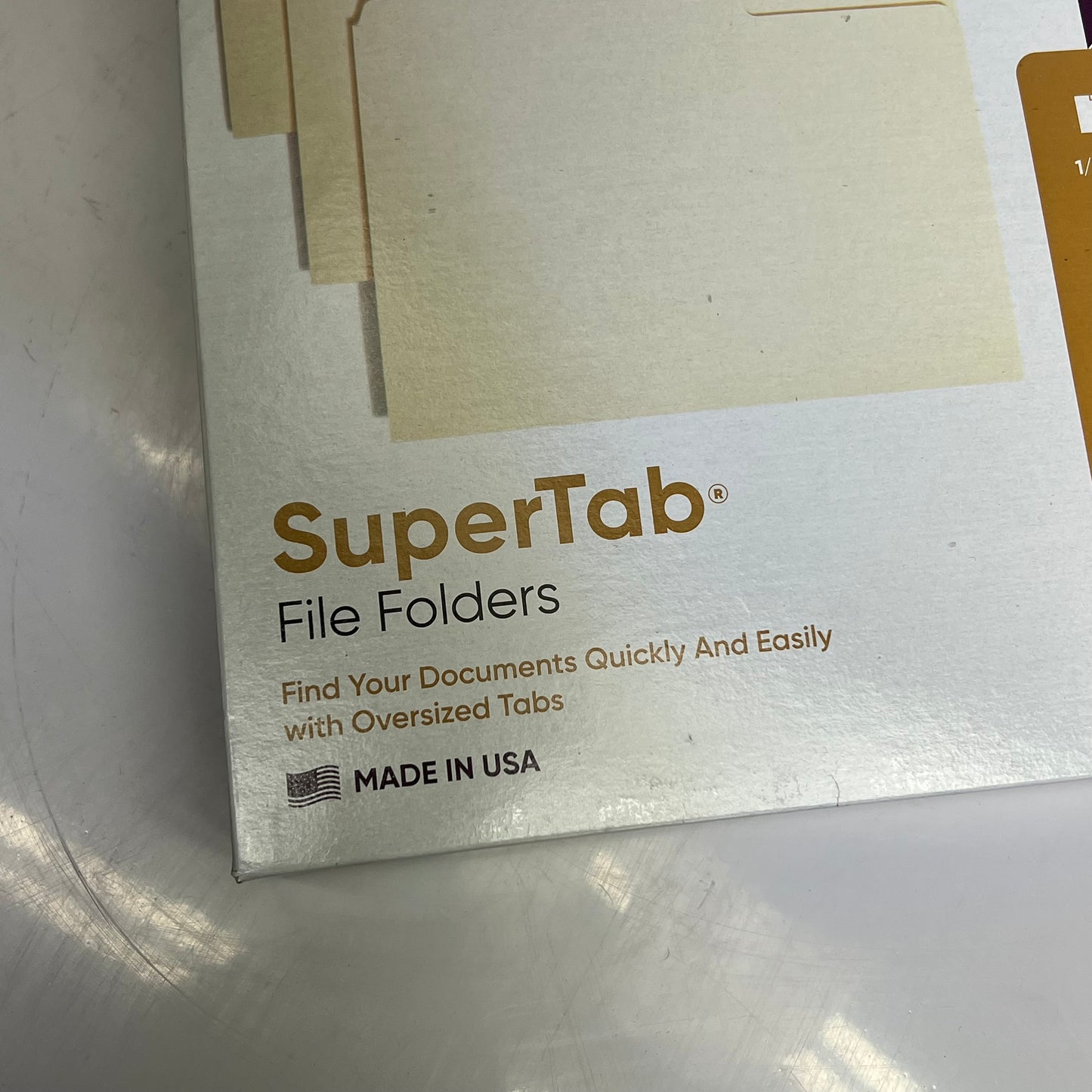 ZA@ SMEAD (500 PACK) Super Tab File Folders 1/3 Cut Letter Sz Manila 10301 (Damaged)