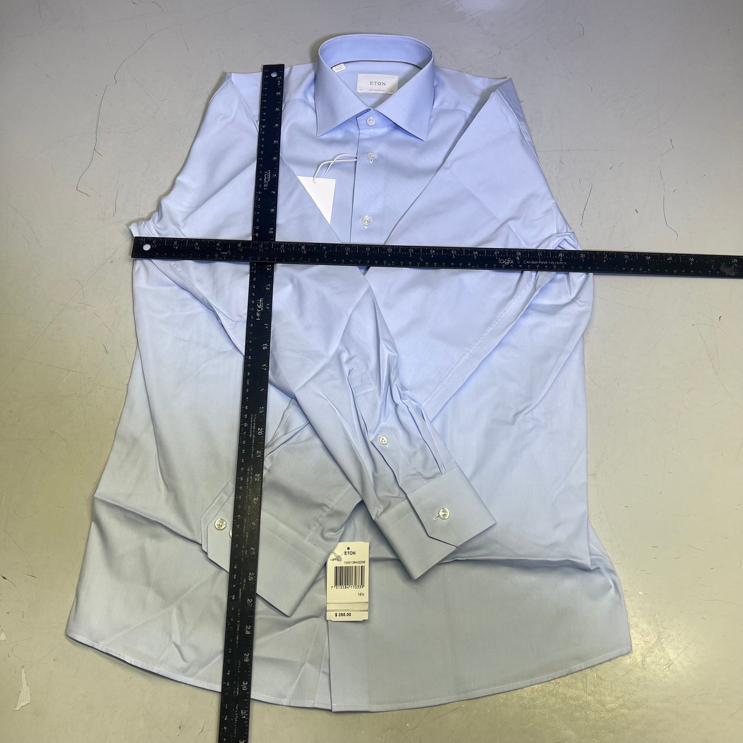 ETON Textured Twill Shirt Men's Contemporary Sz 39 Light Blue 1000136432243