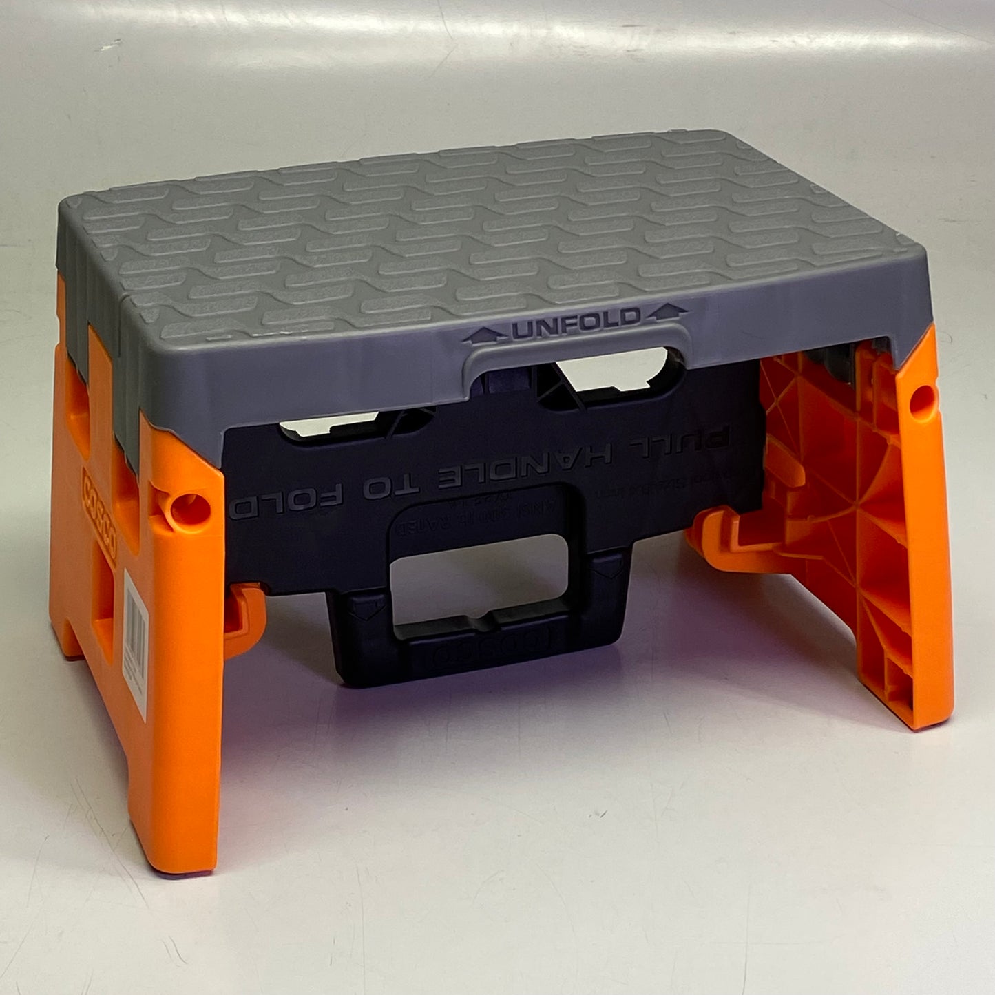 COSCO Folding Step Stool Plastic 12.5"L x 8.5"W x 8"H Orange & Grey 11903BGO1E