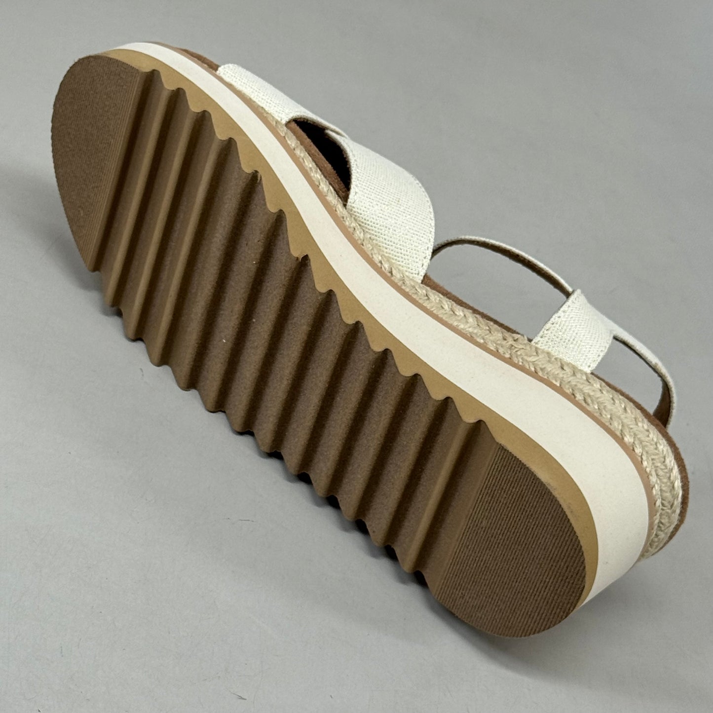 TOM'S Noelani Platform Wedge Sandals Women's Sz 8 EU38.5 Natural/Gold  10022418