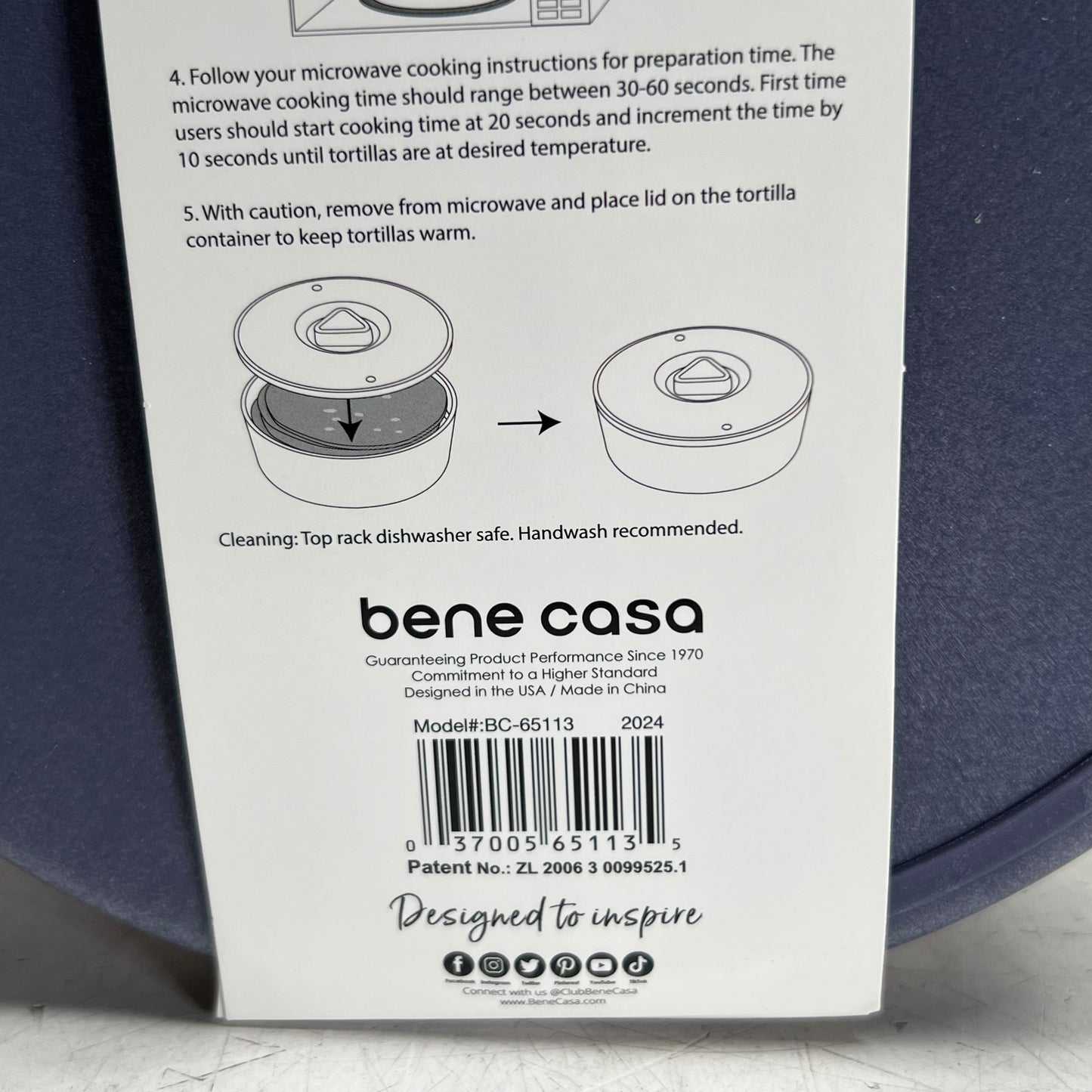 BENE CASA Tortilla Warmer Sz 8.5" x 2.625", Purple BC-65113