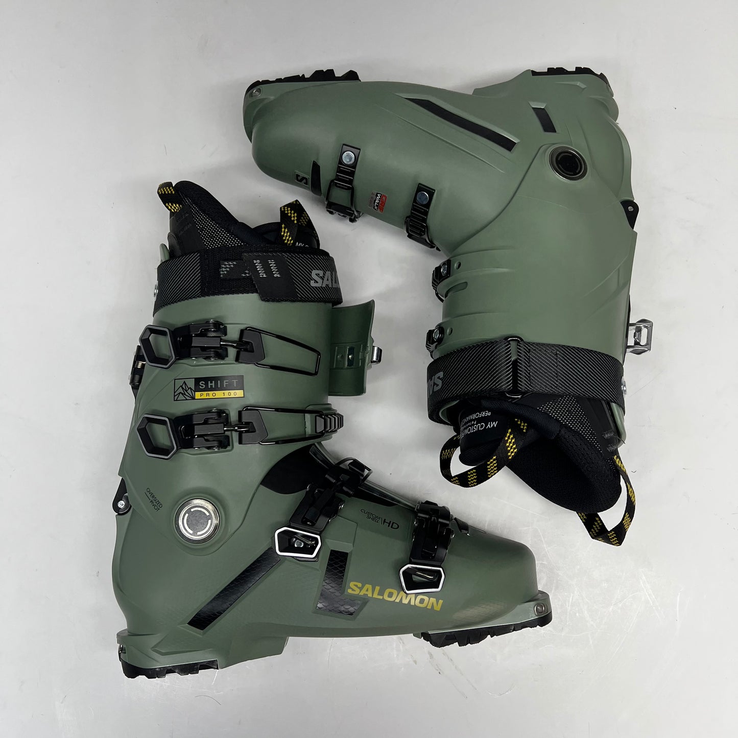 SALOMON Shift Pro 100 at Gw Ski Boots Men's Sz 27 Oil Green SASP1MOGP10044