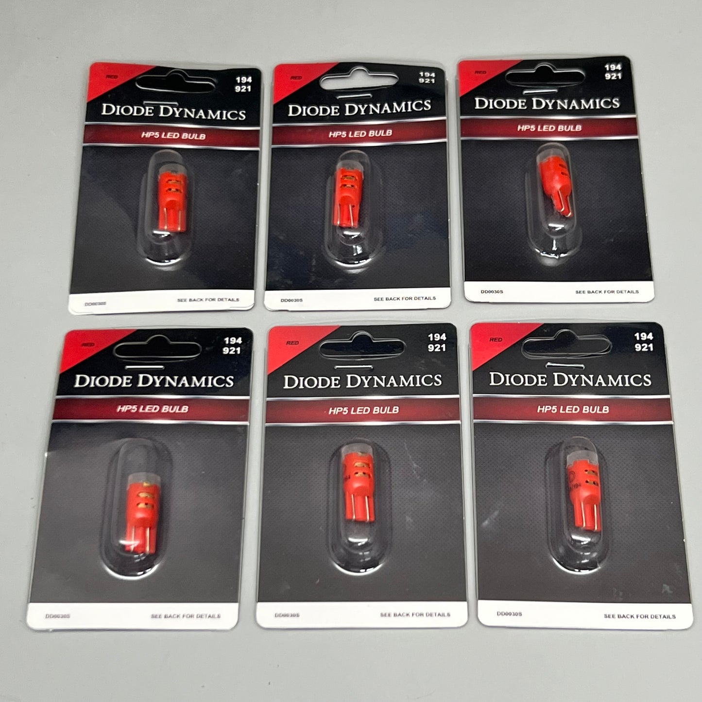 Diode Dynamics (6 PACK) 194 LED Bulb HP5 LED Red Single DD0030S