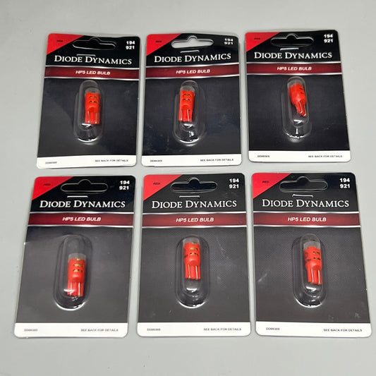 Diode Dynamics (6 PACK) 194 LED Bulb HP5 LED Red Single DD0030S