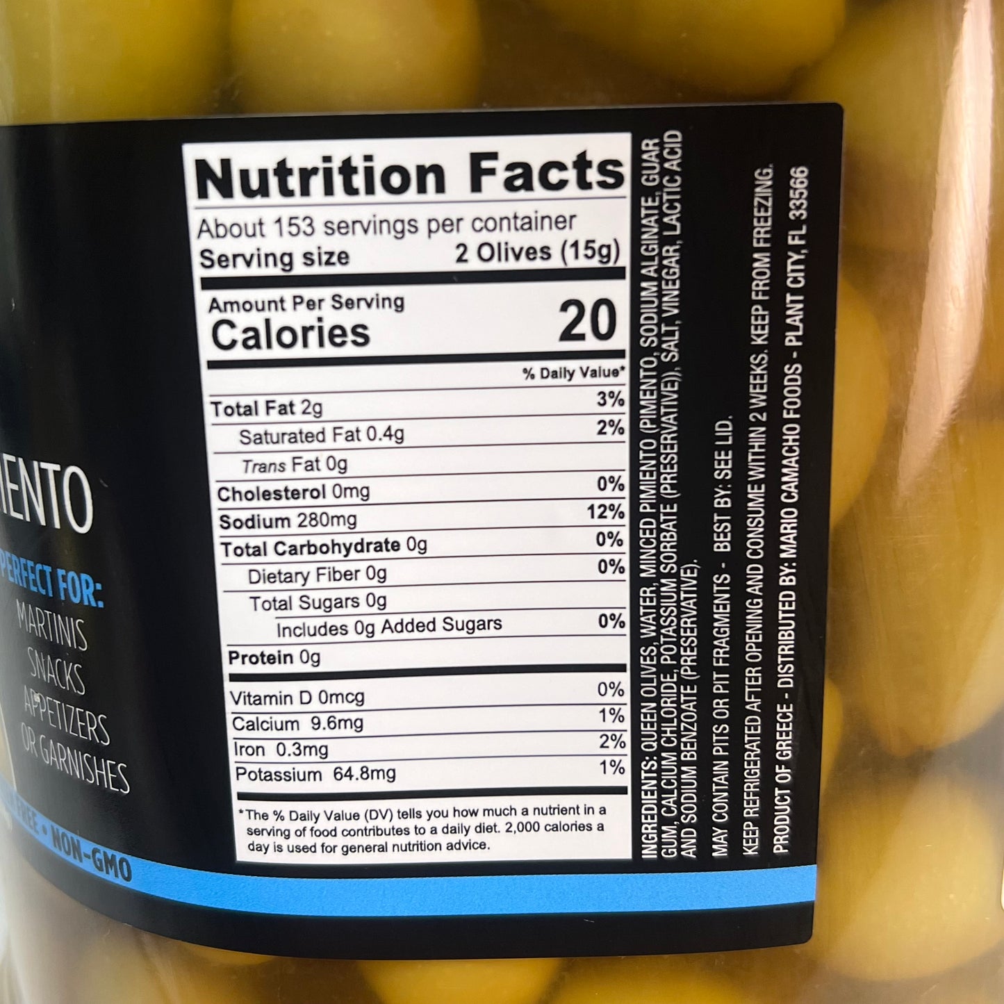 ZA@ MARIO  Queen Olives Stuffed W/ Minced Pimiento Gluten Free Kosher 80 oz BB 01/27