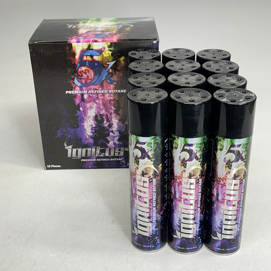 IGNITUS  (12 PACK) 5x Premium Refined Butane Refills for Lighters 10.14 fl oz