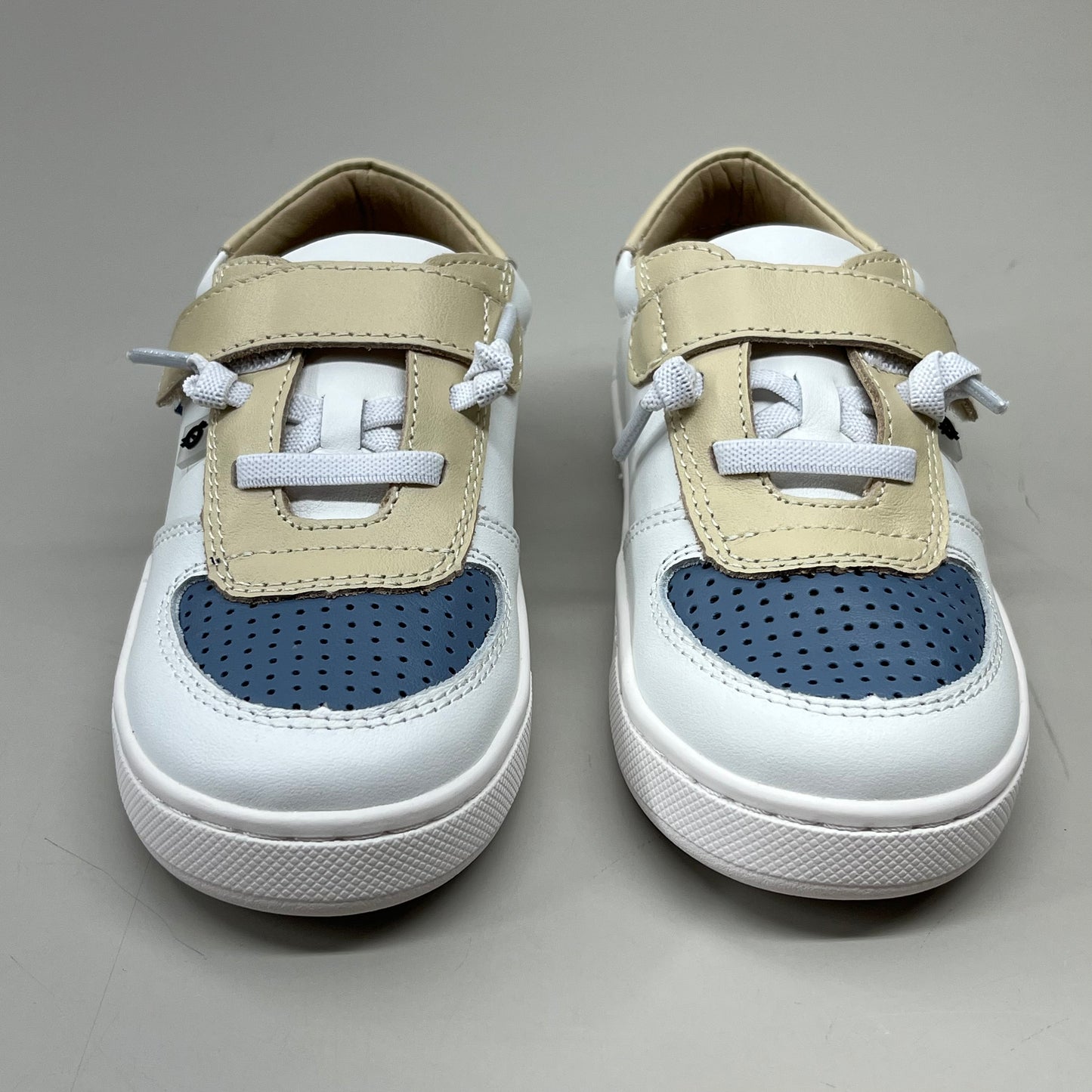 OLD SOLES Runsky Sneakers Leather Shoe Kid’s Sz 27 US 10 Cream/Indigo/Snow #6135