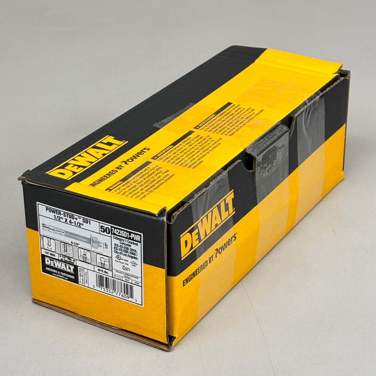 DEWALT Power-Stud+ SD1 Wedge Expansion Anchor 4-1/2" x 1/2"Threaded 7423SD1-PWR