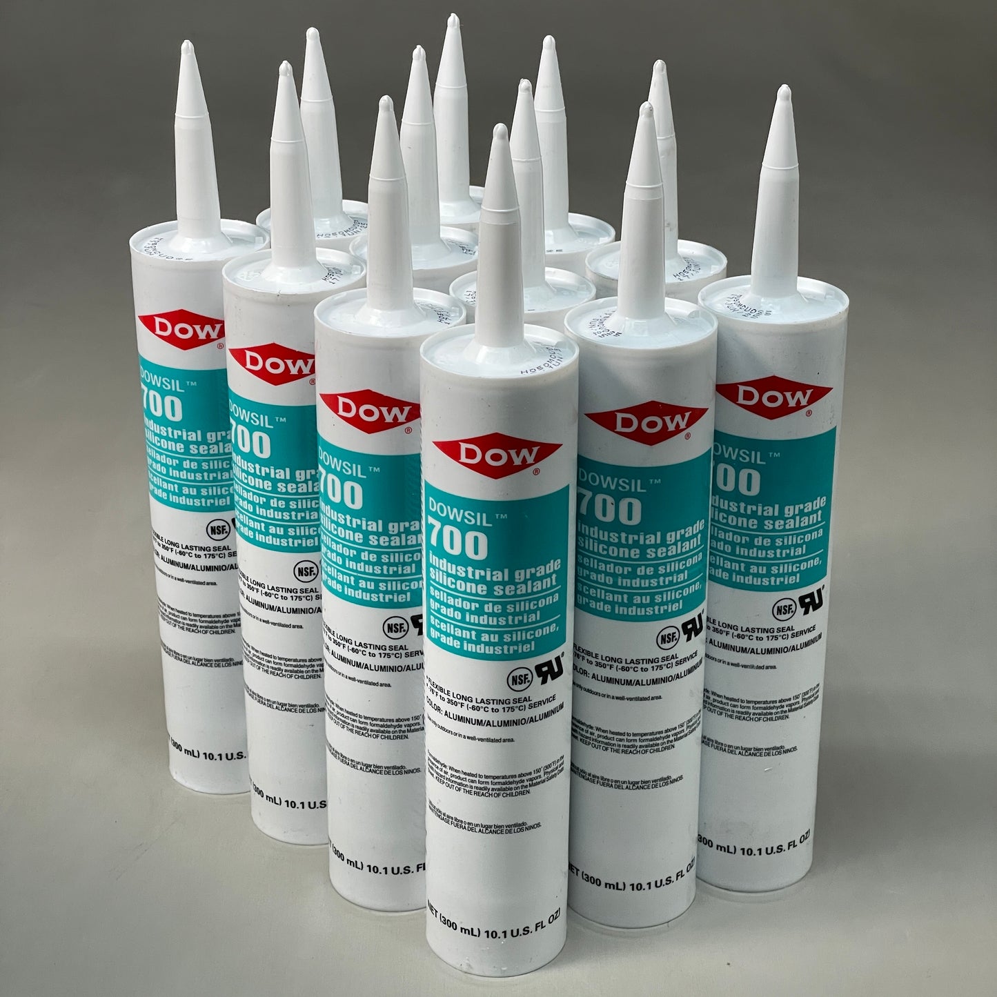 DOWSIL 12-PACK! Industrial Grade Silicone Sealant 300mL Aluminum Exp. 06-17-25 (New)