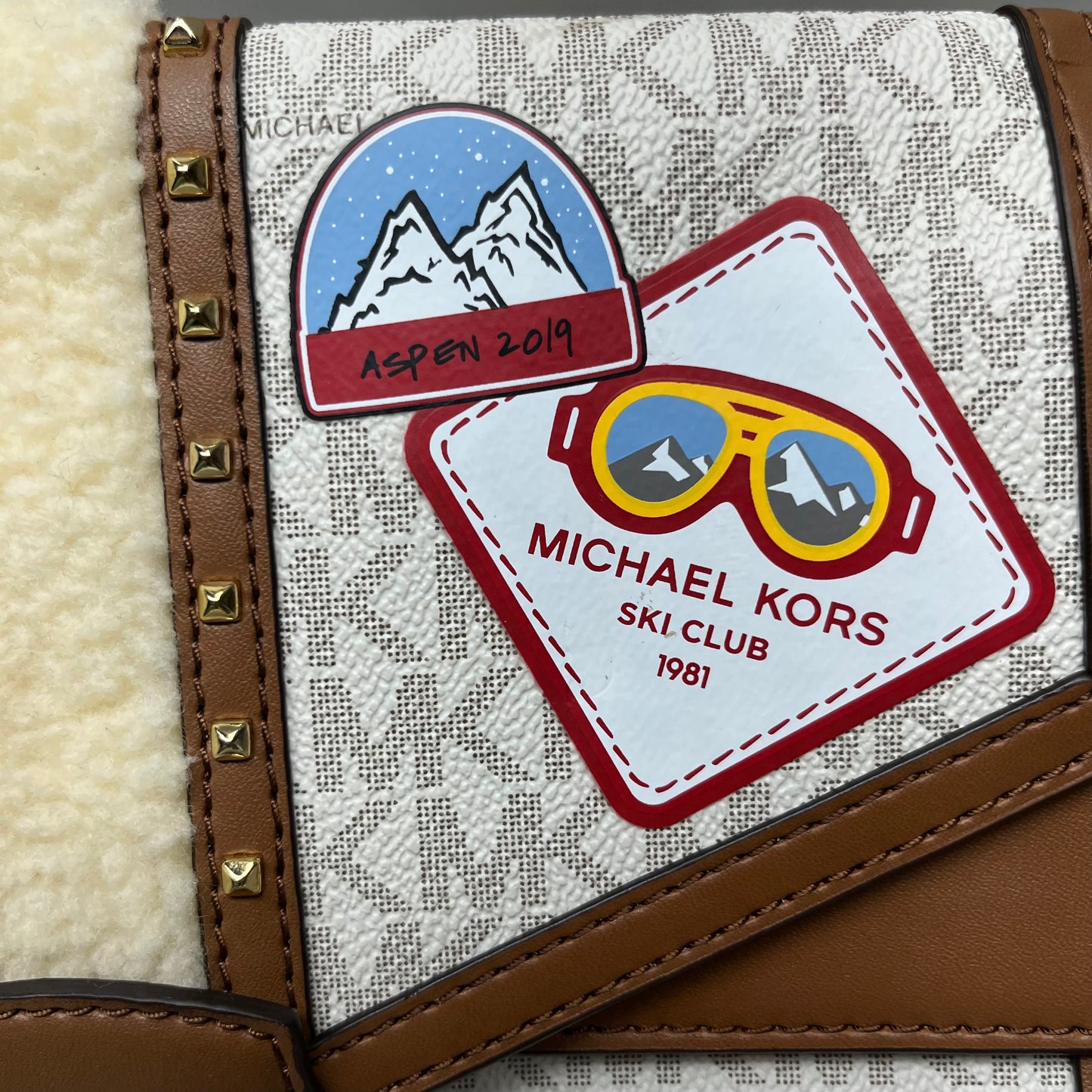 MICHAEL KORS Aspen Medium Kinsley Shearling Shoulder Crossbody Bag Vanilla (New)