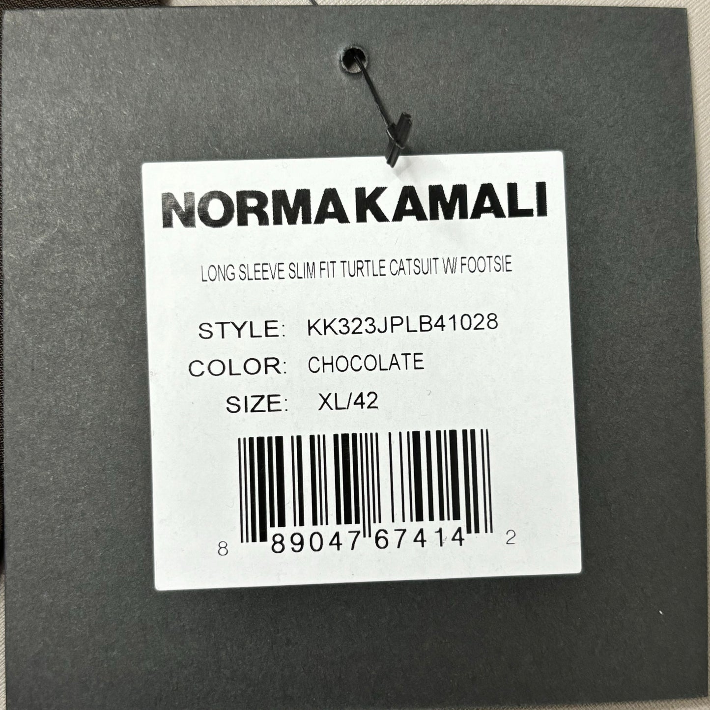 NORMA KAMALI Slim Fit Turtleneck Catsuit w/ Footsie Women's Sz XL/42 Chocolate