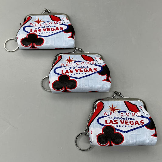 LAS VEGAS 3-PACK! Welcome to Fabulous Las Vegas Coin Purse Souvenirs 4" x 4" Cards