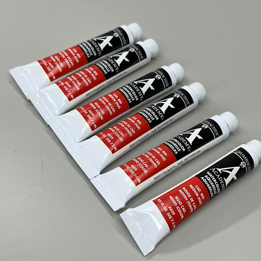 GRUMBACHER 6-PACK! Watercolor Paint Academy Cad Red MD .25 fl oz / 7.5 ml A029 (New)