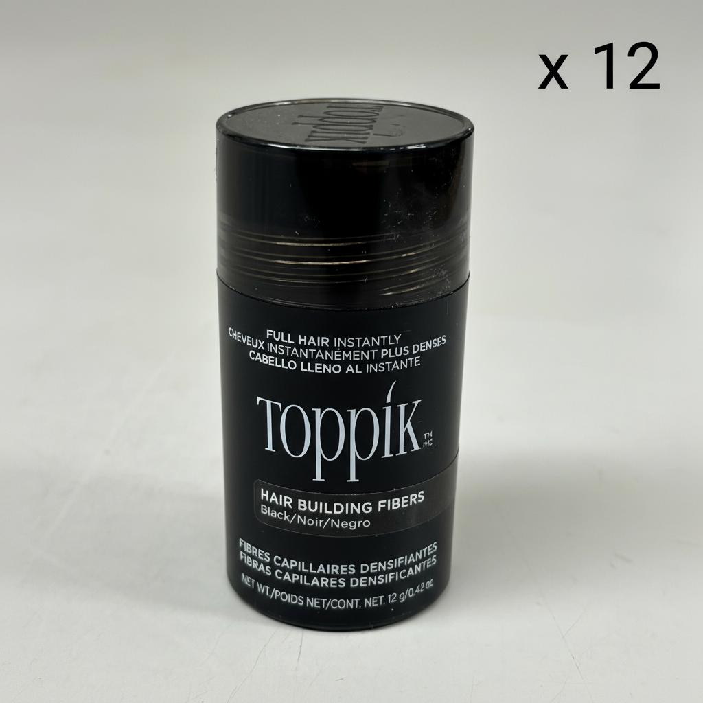 TOPPIK (12-PACK) Safe & Natural Hair Building Fibers All Hair Types 0.42 oz Black 548115