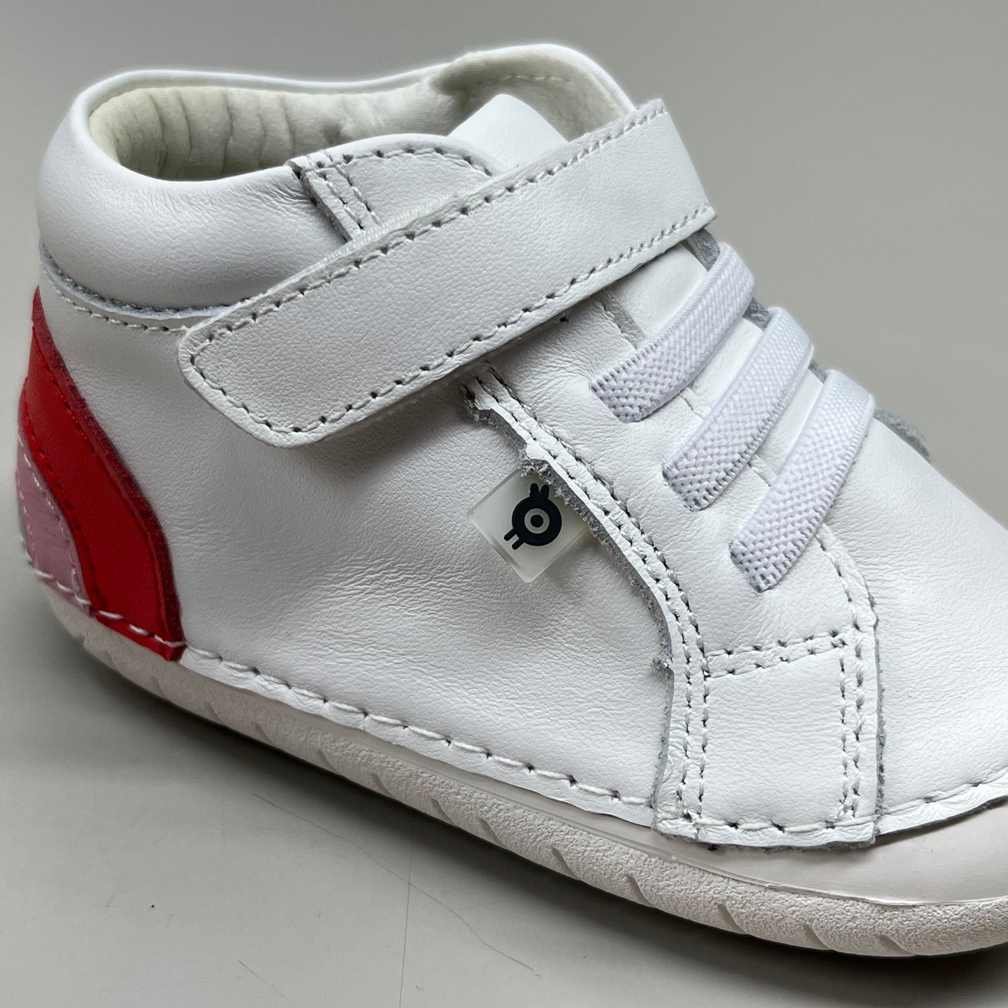 OLD SOLES Baby Champster Leather Shoe Sz 23 US 7 Snow/Red/ Pink/Silver #4091