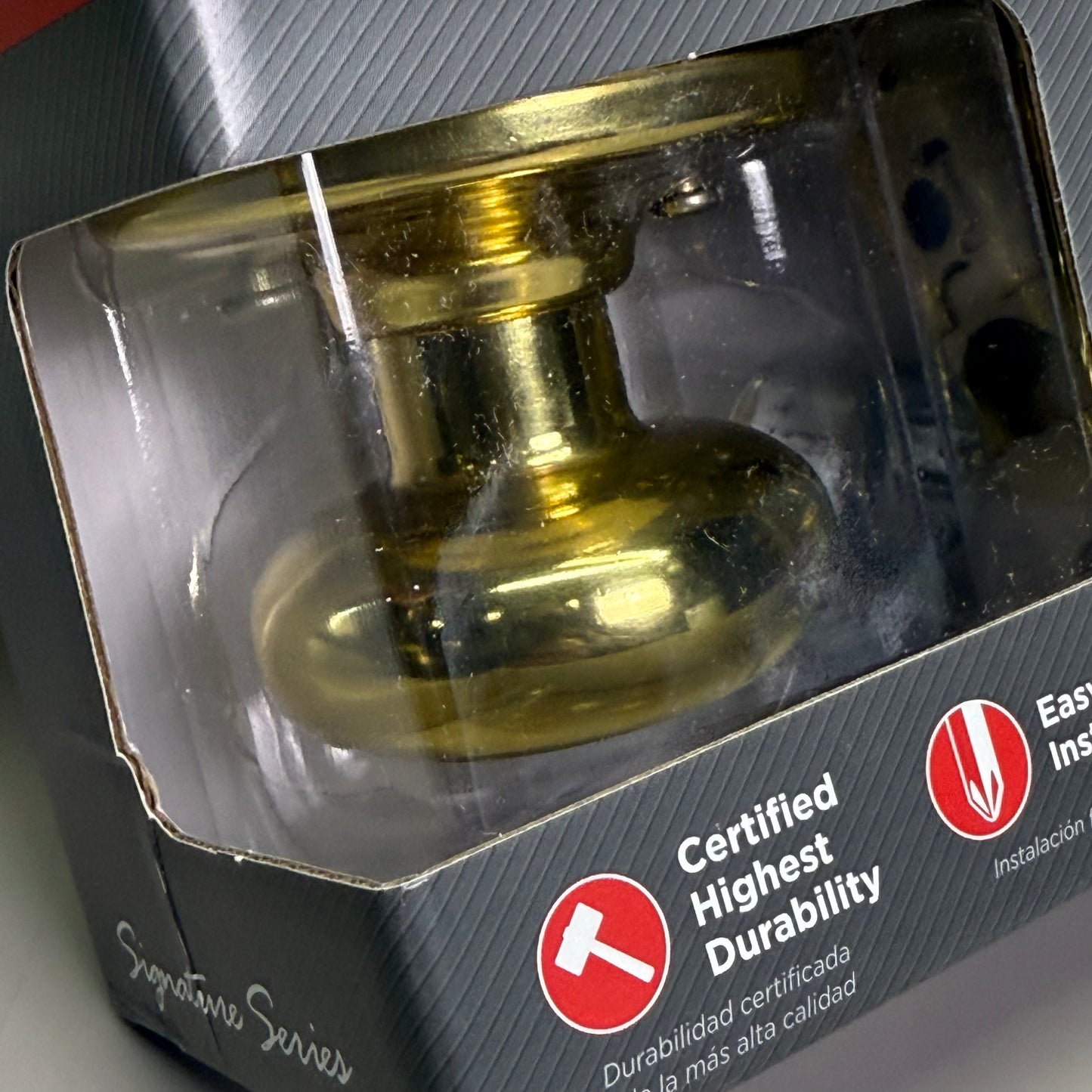 KWIKSET Bed & Bath Door Knob w/ Microban Polished Brass 97300-827