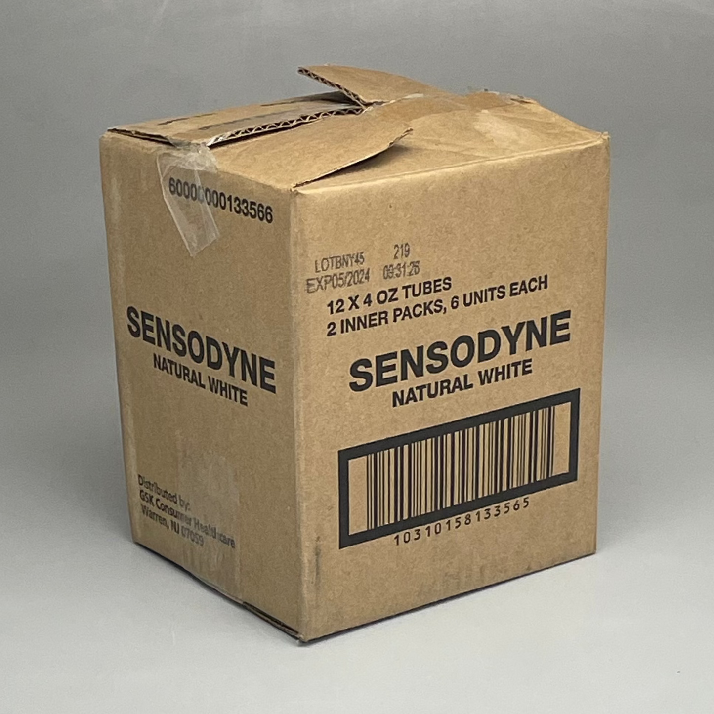 ZA@ SENSODYNE (12 PACK) Natural White Toothpaste w/Coconut Charcoal 4 oz Each EXPIRED 05/24 D