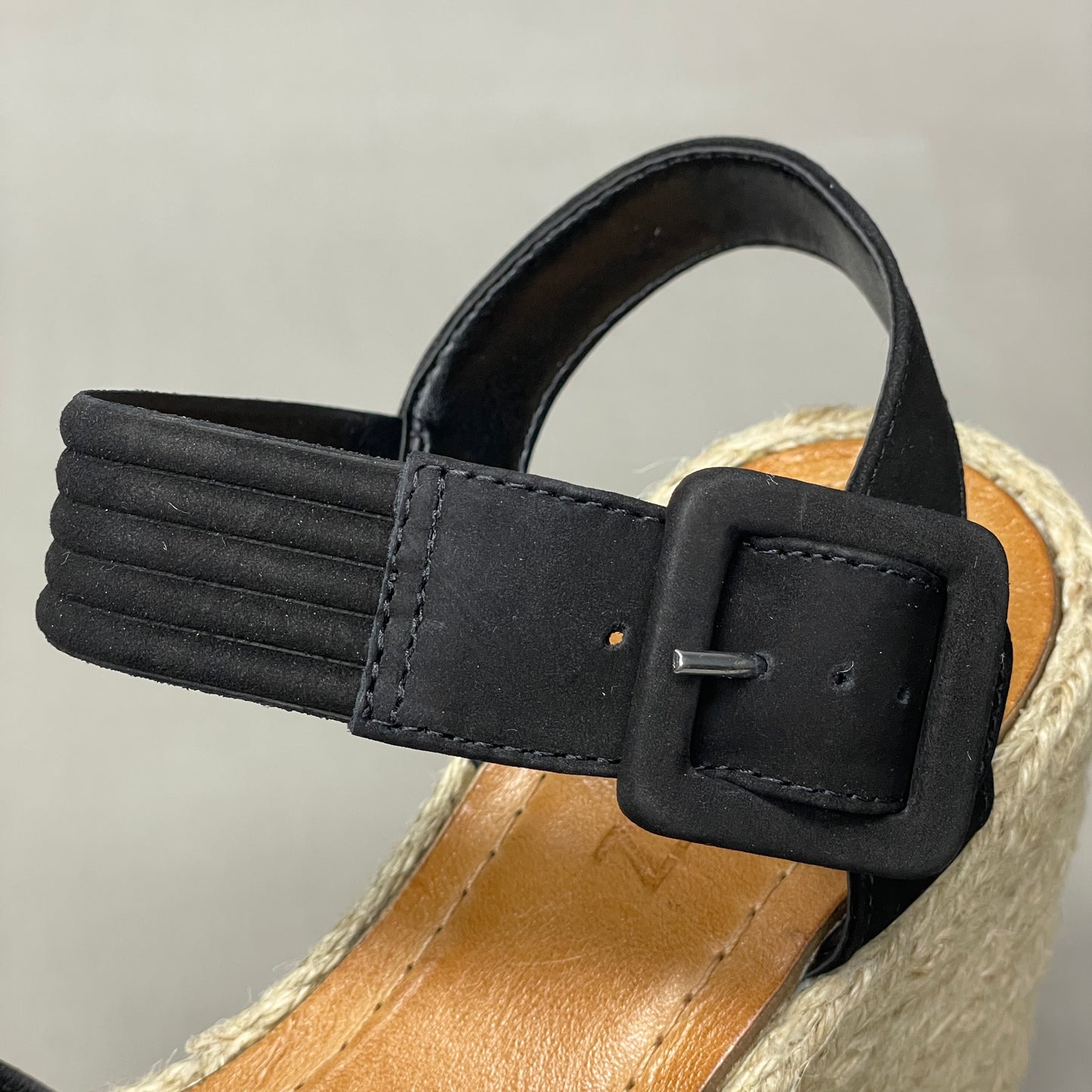 SCHUTZ Blisse Nubuck Platform Buckled Strap Sandal Black Sz 10.5 S216350001(New)