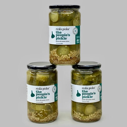 ZA@ RICKS PICKS (3 JARS) The Peoples Pickle Garlic Dill Pickle Slices 8 oz BB 05/23 (AS-IS)