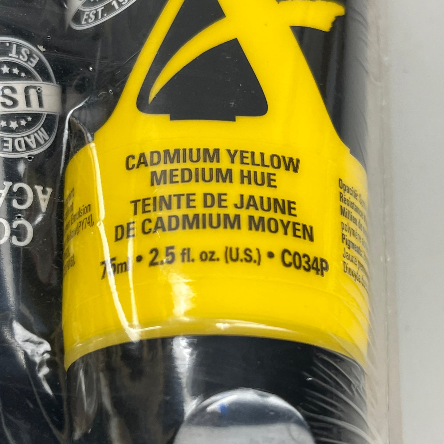 GRUMBACHER 3-PACK! Academy Acrylic Cadmium Yellow Medium Hue 2.5 fl oz / 75 ml C034P (New)