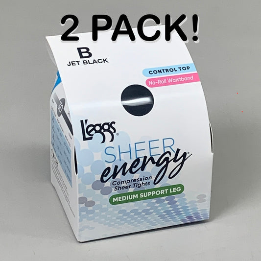 LEGGS (2 PACK) Sheer Energy Compression Tights Medium Support Jett Black