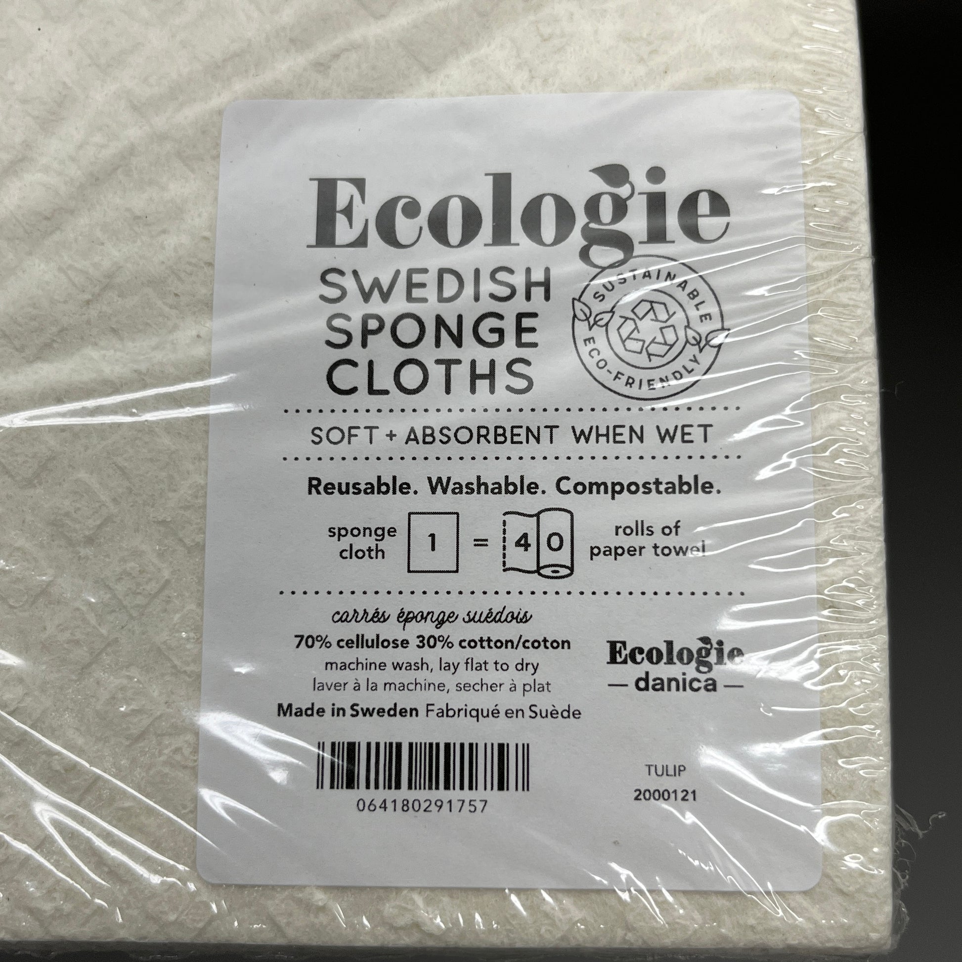 Yellow Gray (4) Ecologie Swedish Sponge Cloths - Sustainable  Cellulose/Cotton