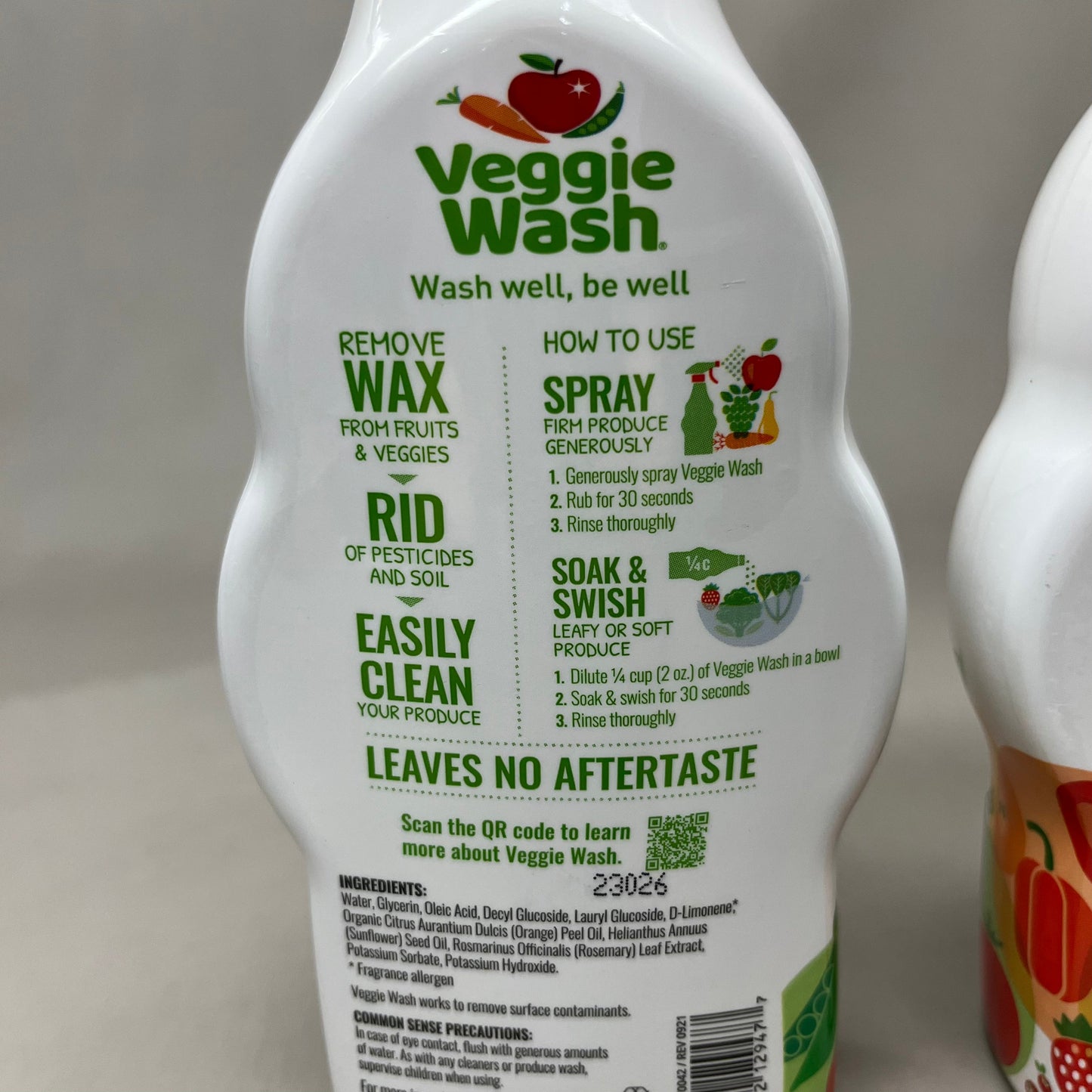 ZA@ VEGGIE WASH 2-PACK! Fruit and Vegetable Produce Wash Soap 16 fl oz. E R81111 (New) E