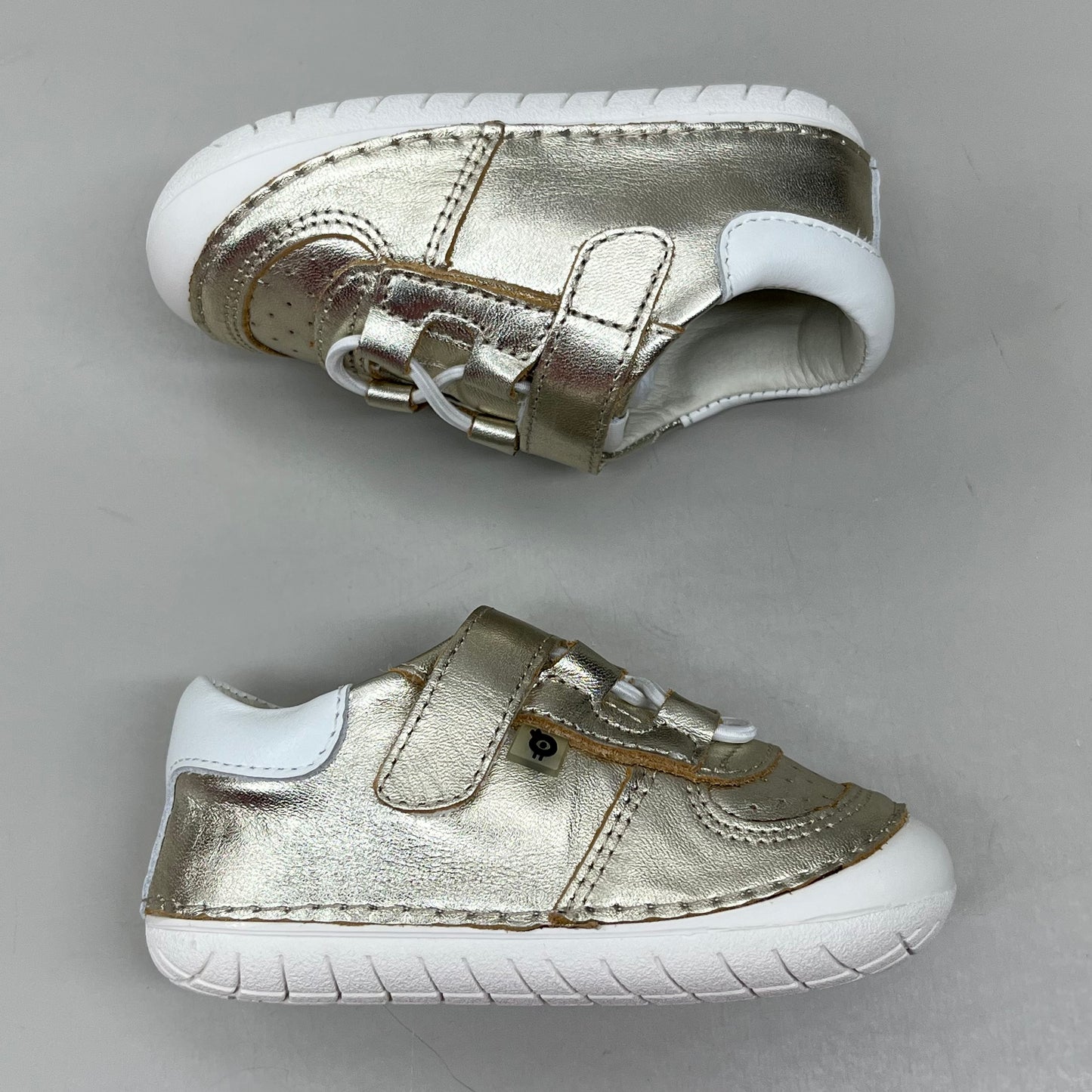OLD SOLES Baby Rebel Pave Leather Shoe Sz 22 US 6 Gold/White #4090