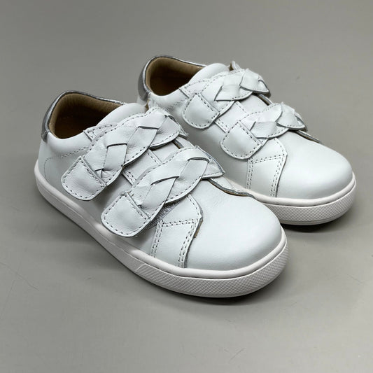 OLD SOLES Kid's Plats Leather Shoe Sz 11 EU 28 Snow / Silver #6134