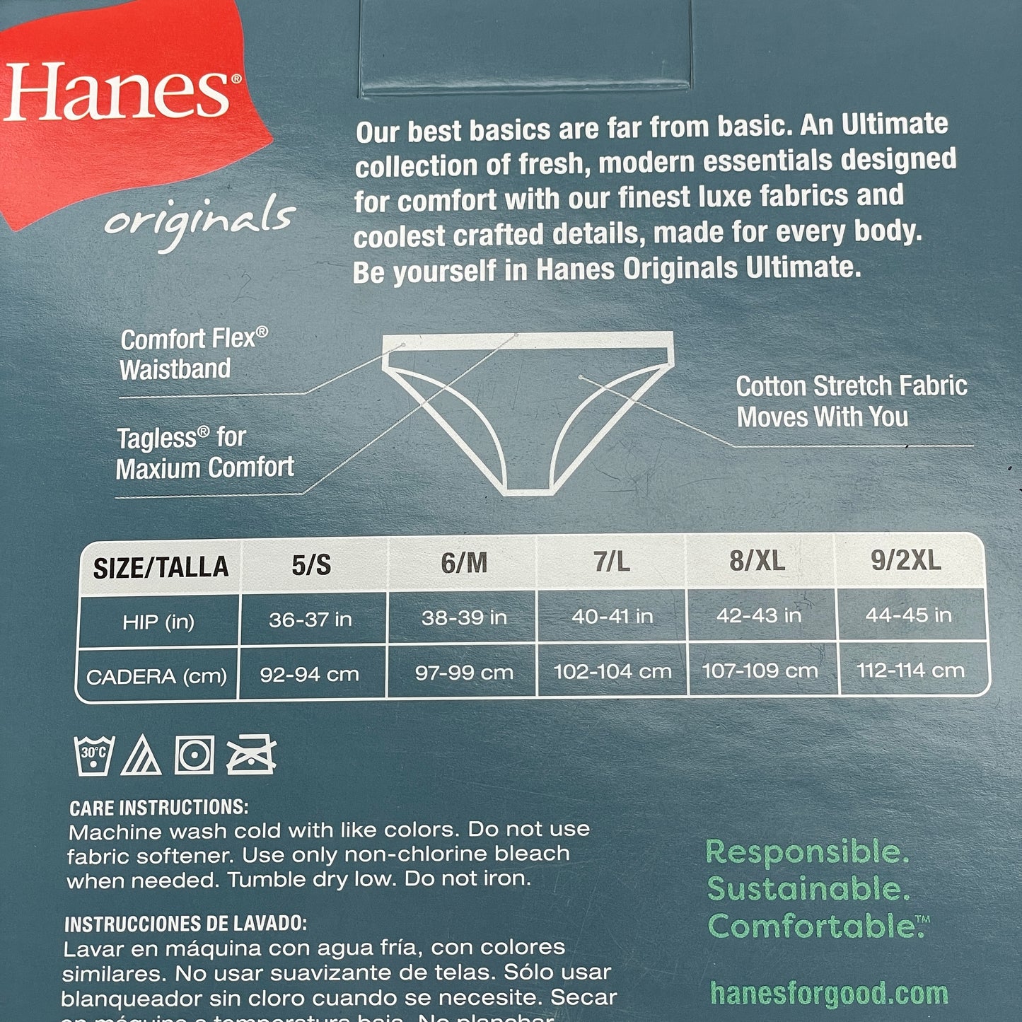 HANES 3 PACK!! Originals Women's Breathable Cotton Bikini Underwear Sz 2XL Blue 45UOBK