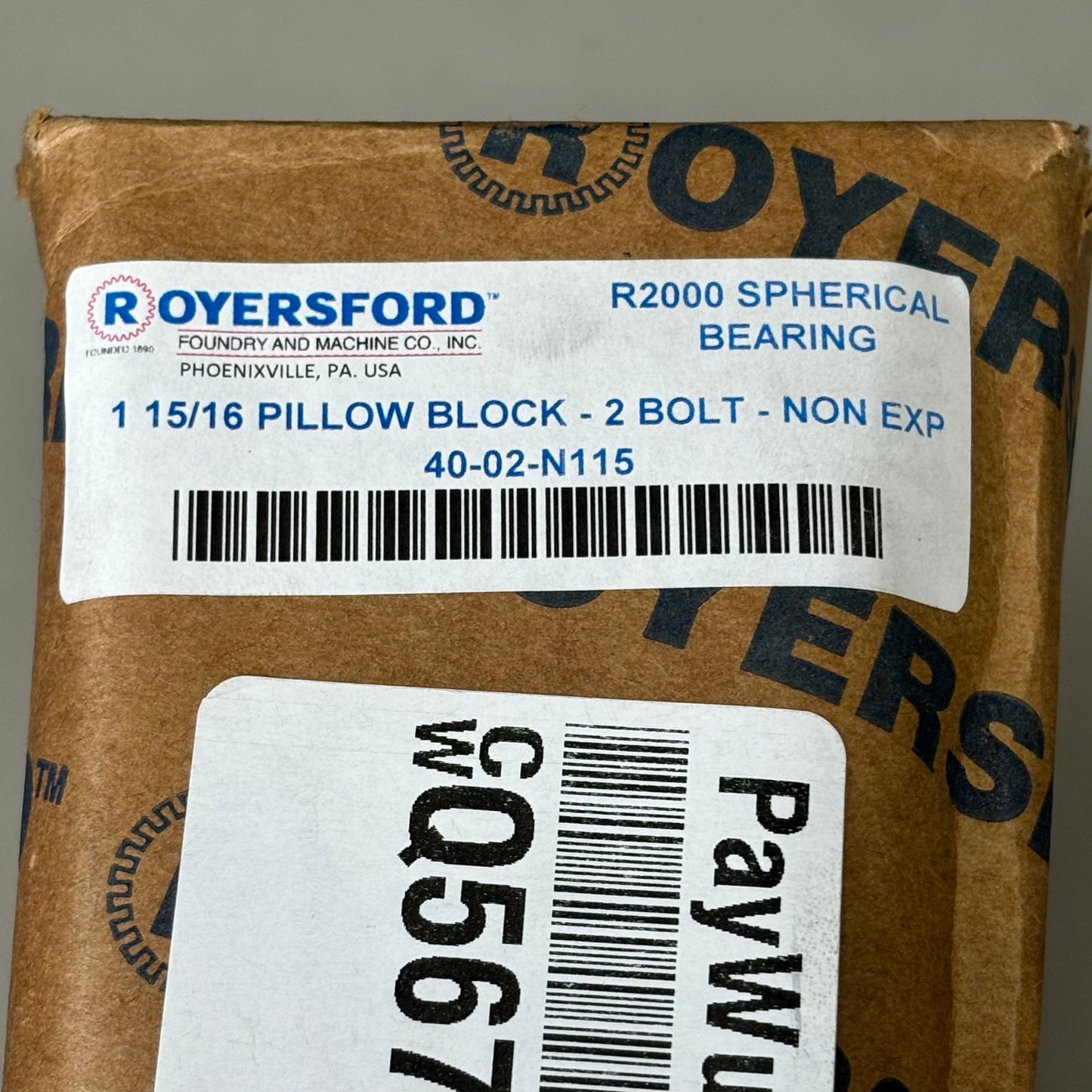ROYERSFORD R2000 Spherical 2-Bolt Pillow Block Bearing 1-15/16" Red 40-02-N115