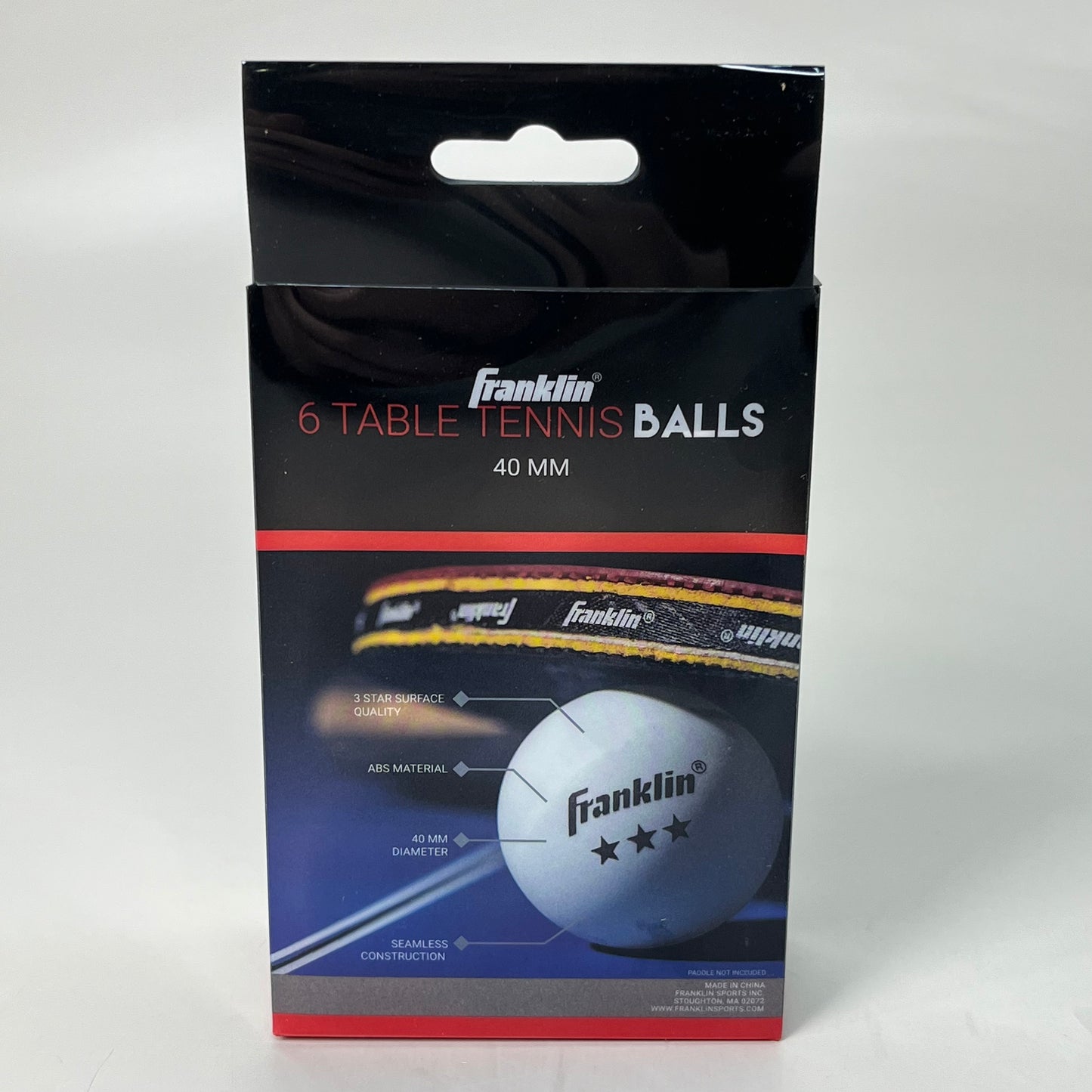 FRANKLIN (24 TOTAL BALLS) 3 Star Table Tennis Balls Ping Pong 40mm White 57102