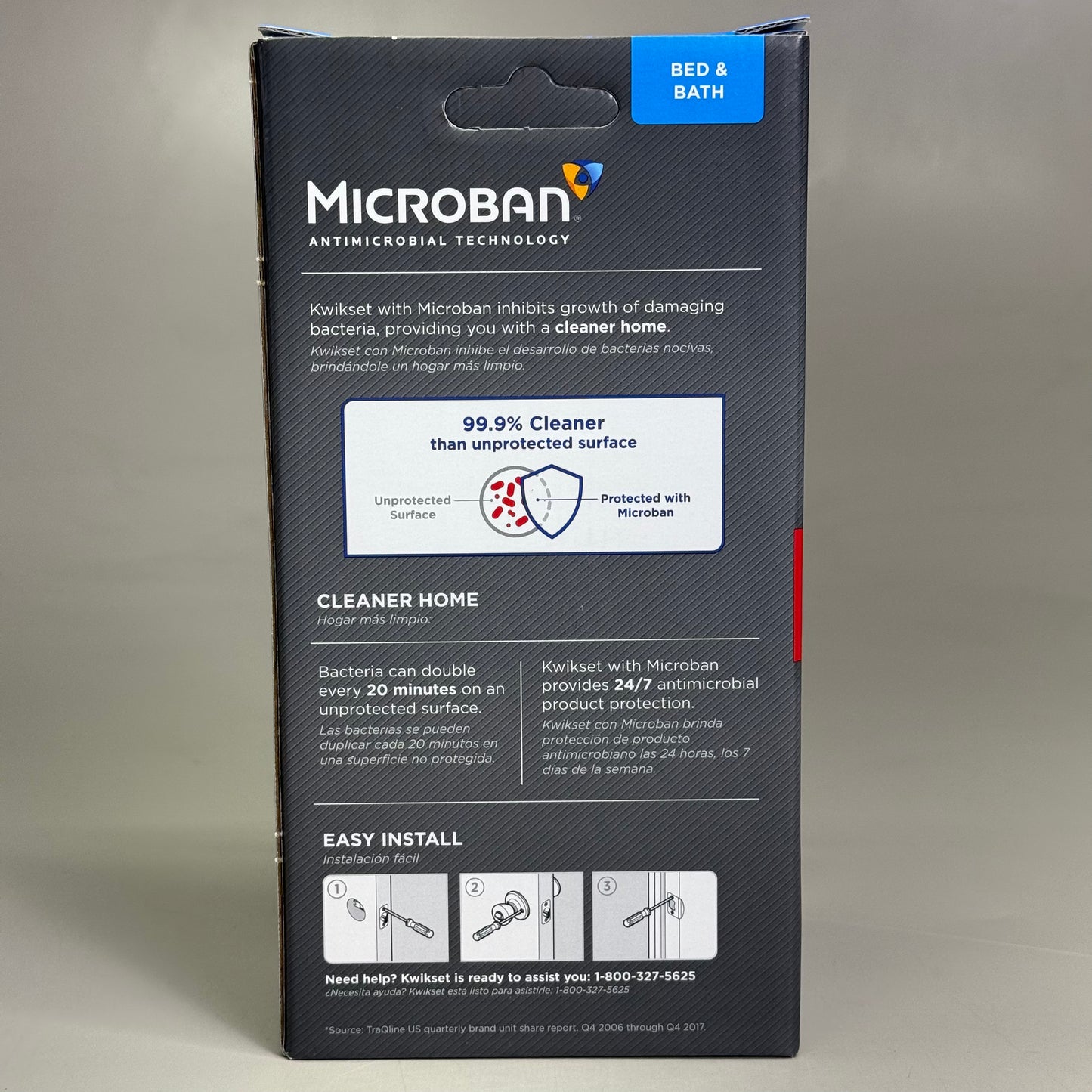 KWIKSET Bed & Bath Door Knob w/ Microban Polished Brass 97300-827