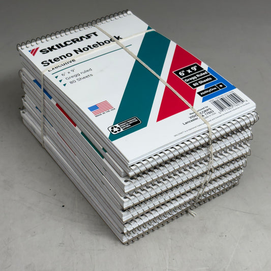 SKILLCRAFT (12 PACK, 80 Sheets Each) Steno Notebook Excutive Gregg Ruled 6" x 9" 7530