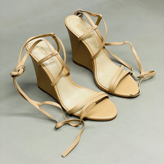 SCHUTZ Deonne Casual Deluxe Nappa Leather Sandal True Beige Sz 8 S013810172 (New)