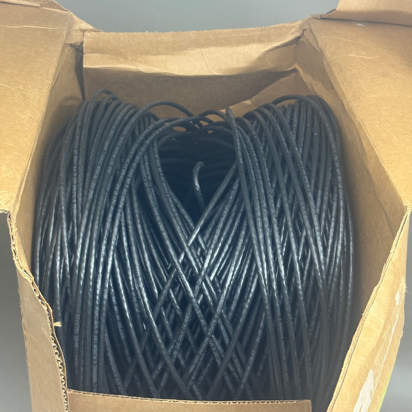 PRYSMIAN GROUP GenSPEED6 Plenum Ethernet Cable Cat6 4pr 23awg 1000' Black 7131107